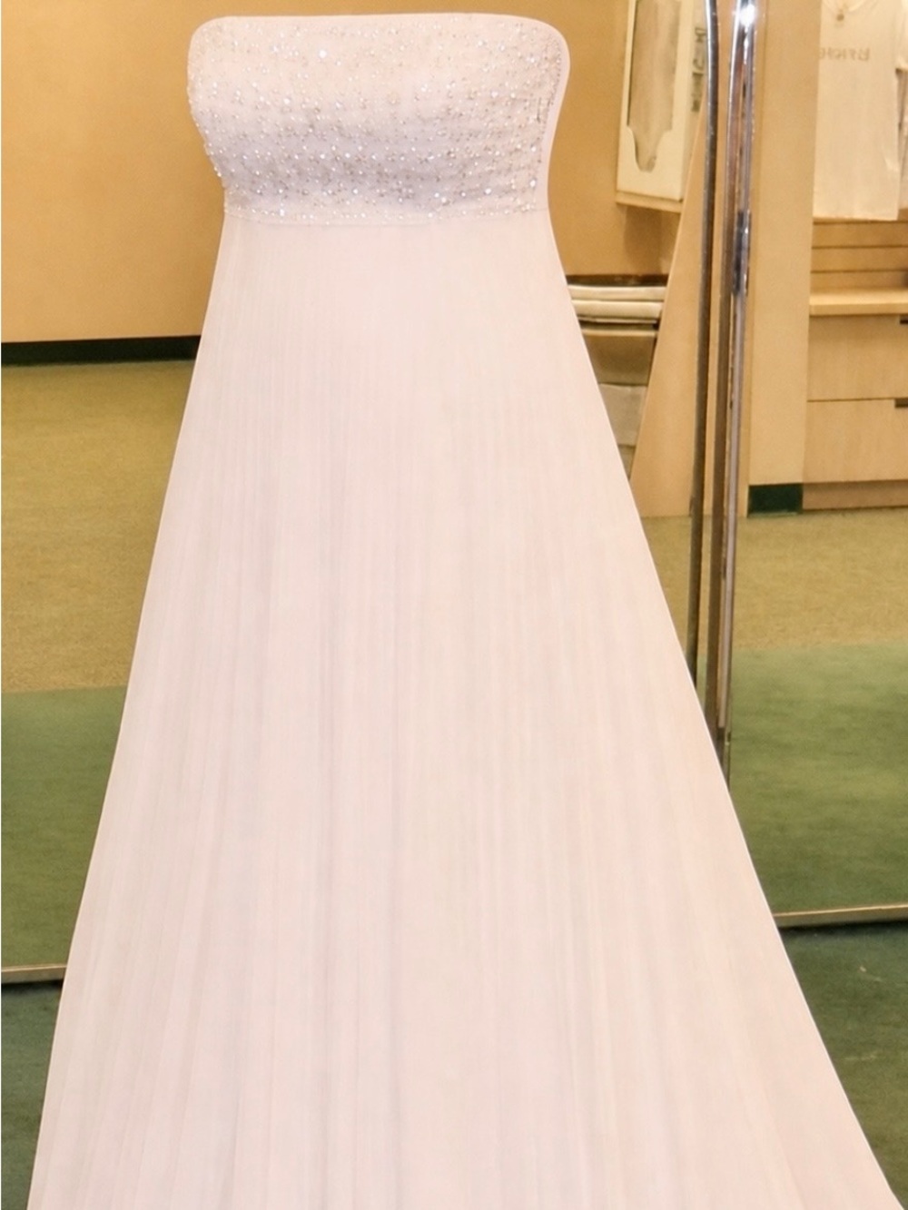 David's Bridal White Beaded A-Line Wedding Gown